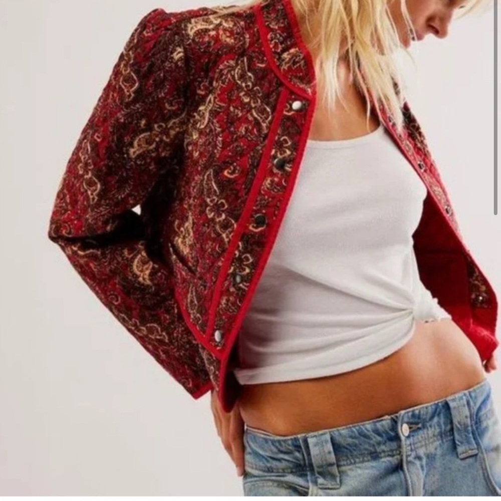 Free people zoey red jacket size small
